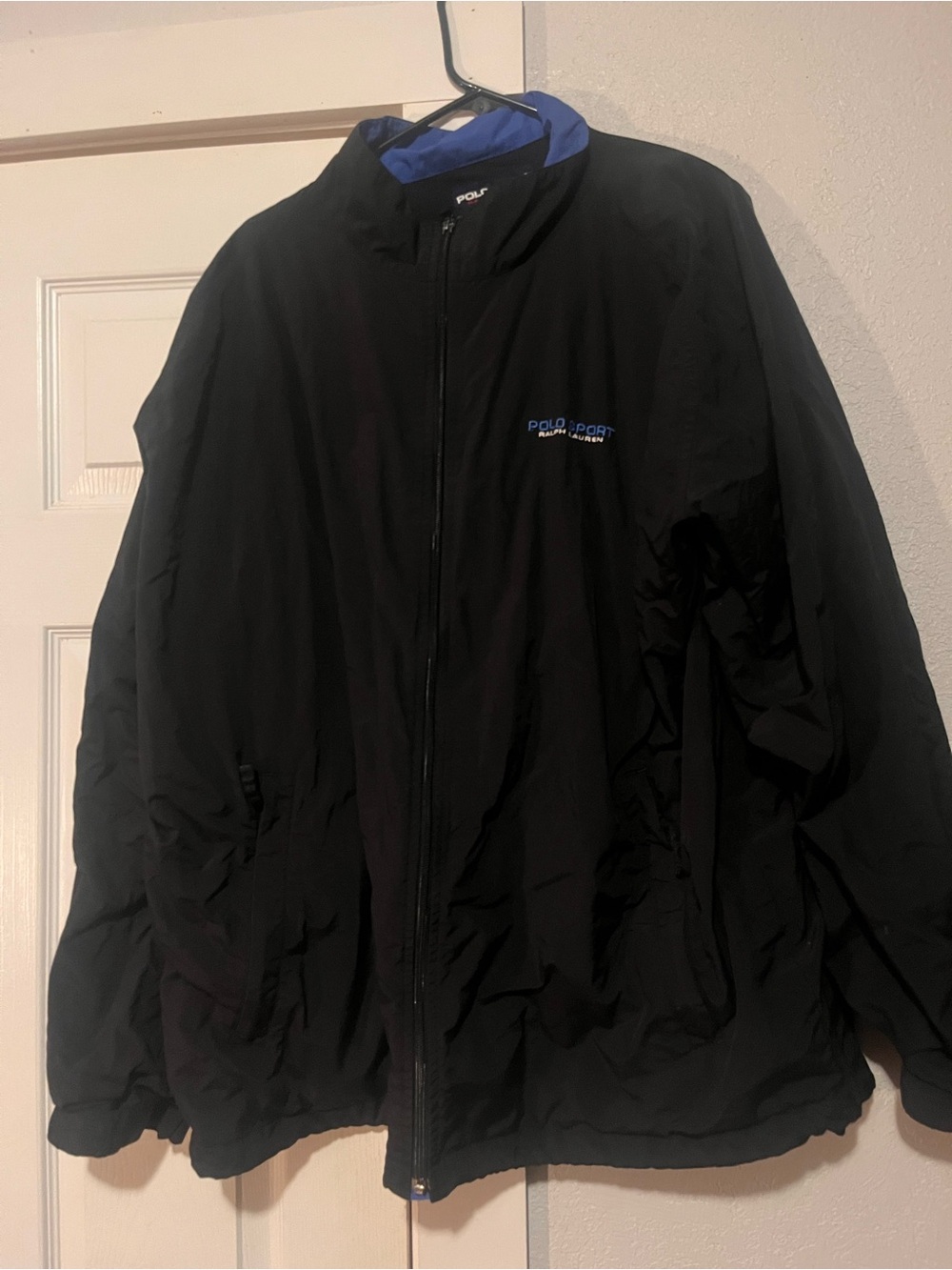 Ralph Lauren Black Jacket with Blue Collar Trim